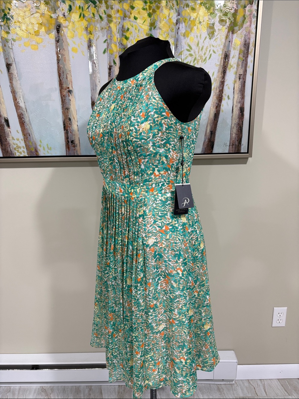 Adrianna Papell Multi Floral Halter Midi Dress - Size: 10 - Picture 4 of 13